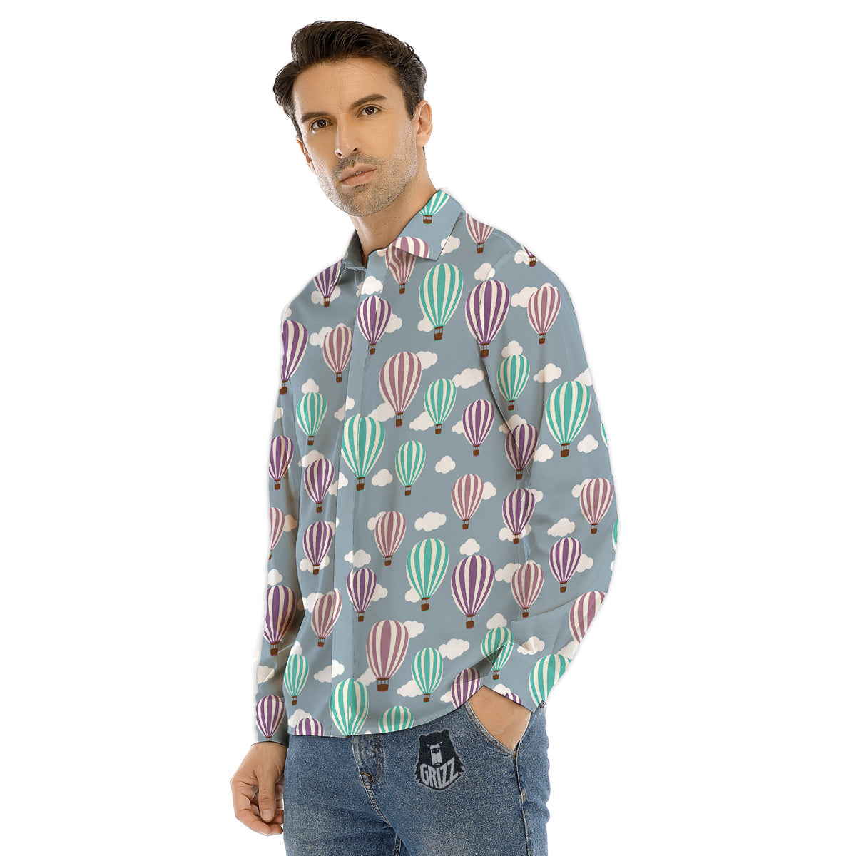 Balloon Cartoon Print Pattern Men's Dress Shirts-grizzshop