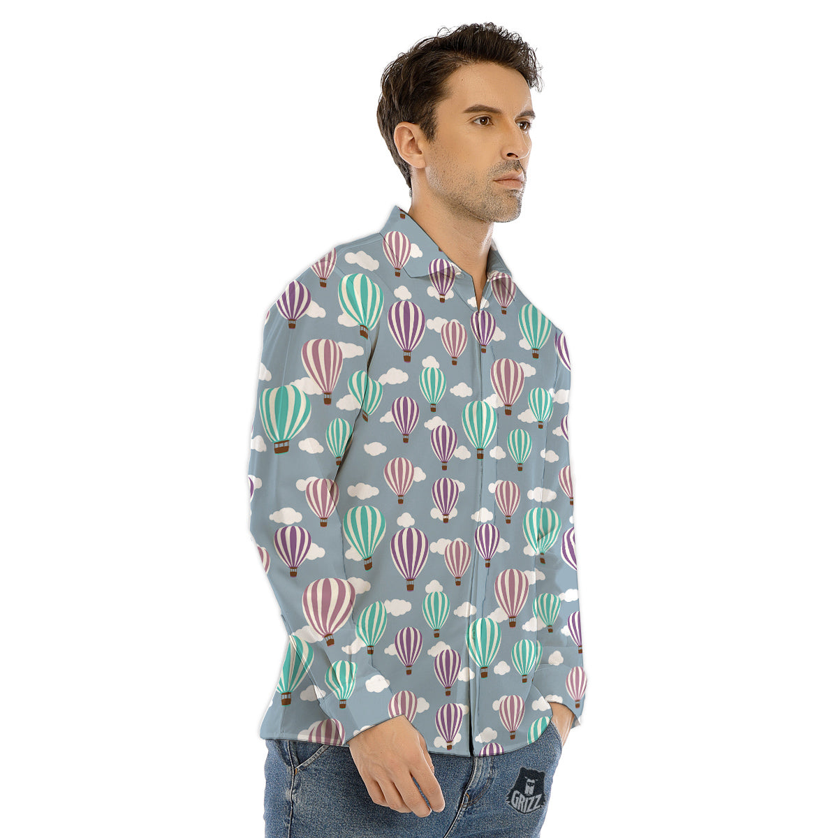 Balloon Cartoon Print Pattern Men's Dress Shirts-grizzshop