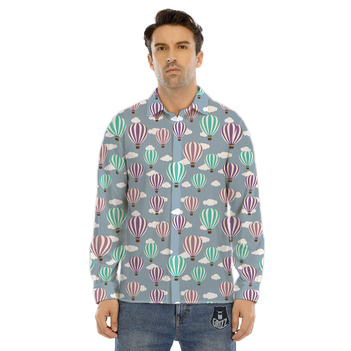 Balloon Cartoon Print Pattern Men's Dress Shirts-grizzshop