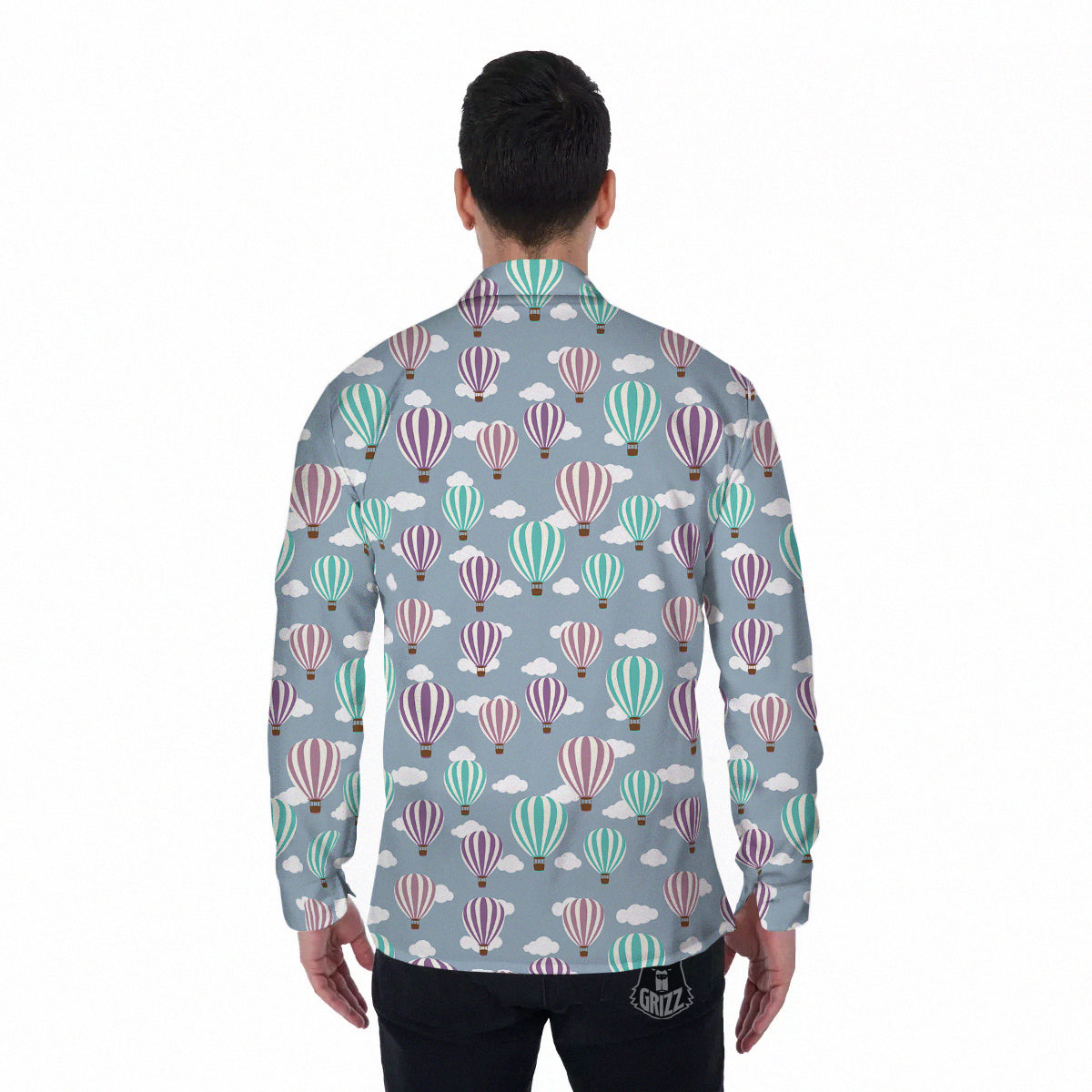 Balloon Cartoon Print Pattern Men's Long Sleeve Shirts-grizzshop