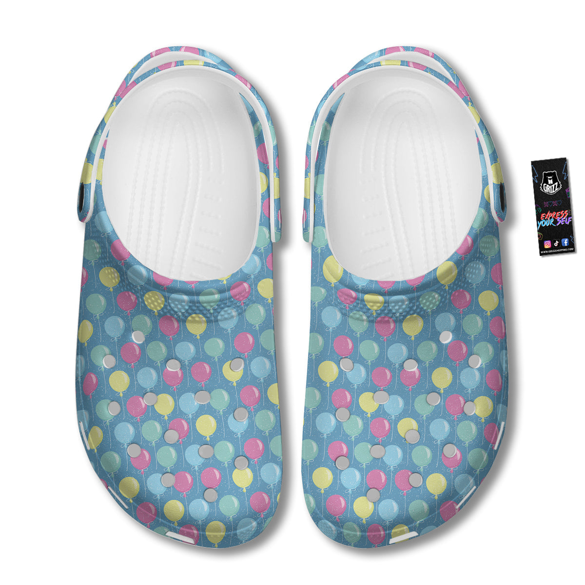 Balloon Colorful Print Pattern Clog-grizzshop