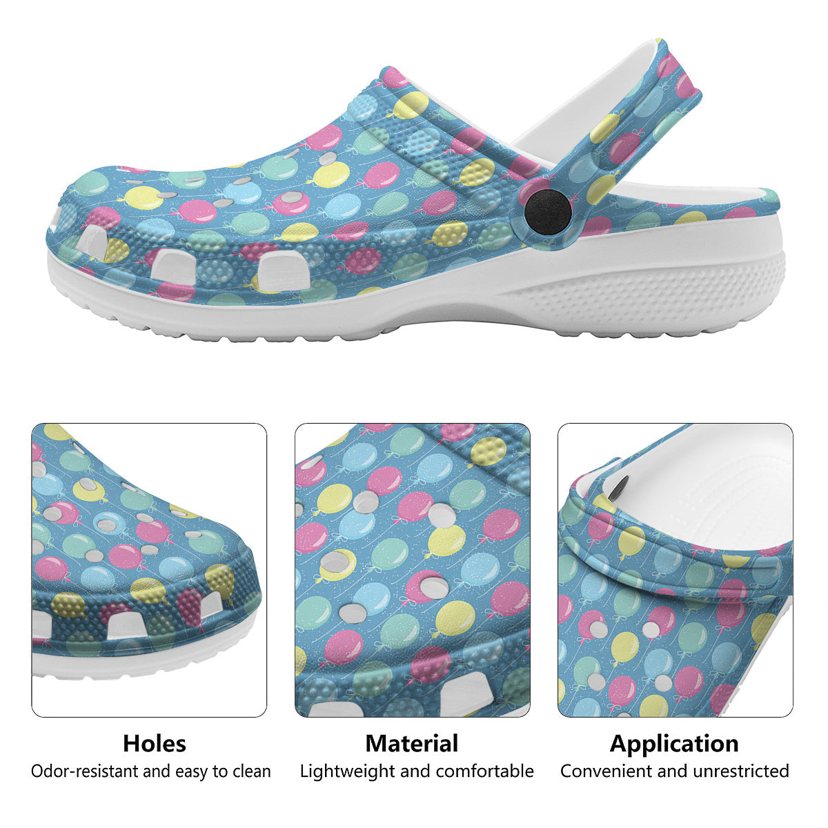 Balloon Colorful Print Pattern Clog-grizzshop