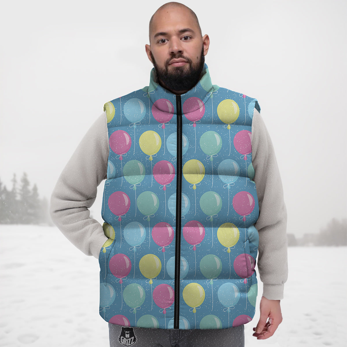 Balloon Colorful Print Pattern Down Vest