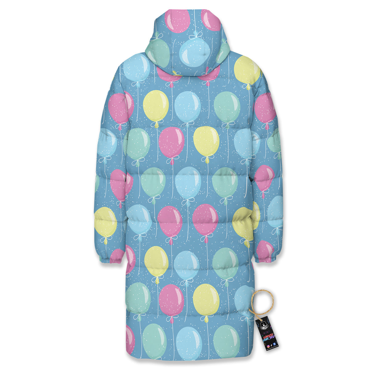 Balloon Colorful Print Pattern Long Down Jacket-grizzshop