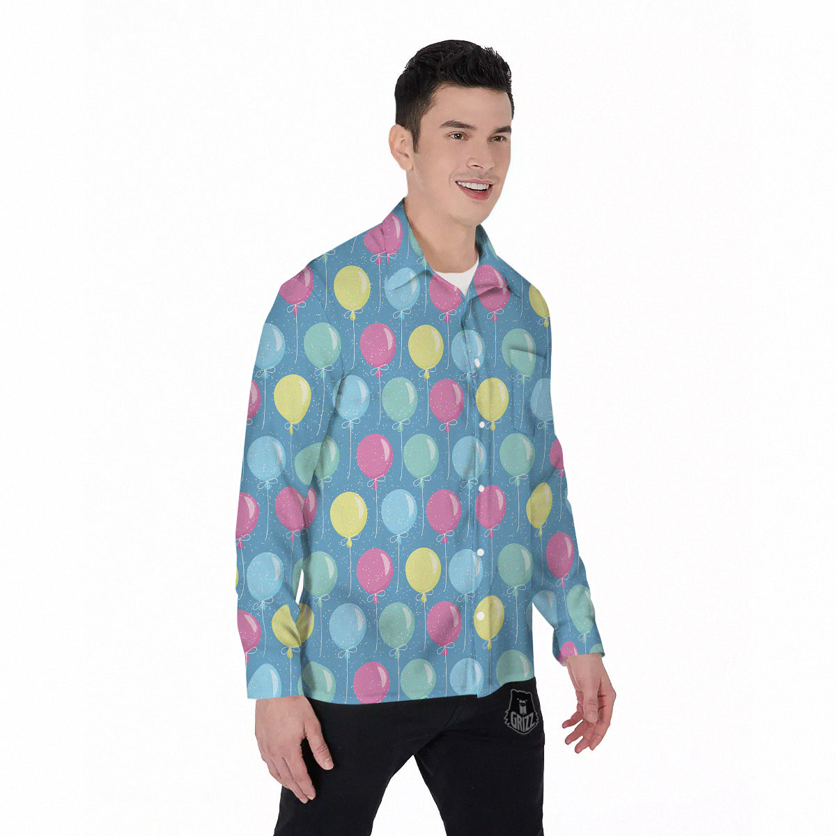 Balloon Colorful Print Pattern Men's Long Sleeve Shirts-grizzshop