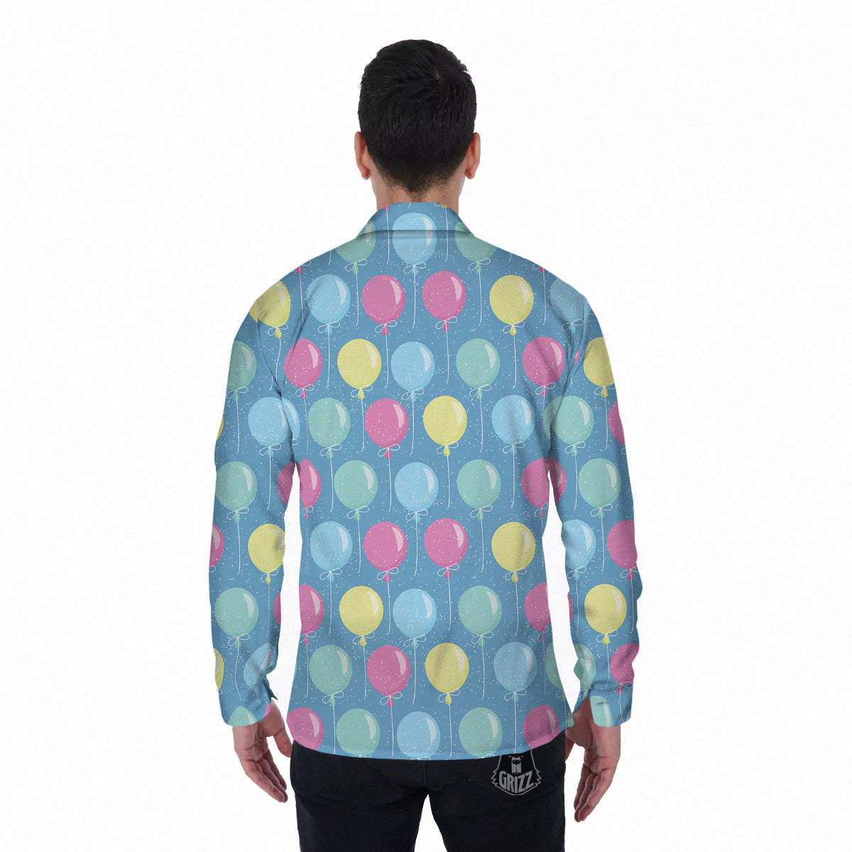 Balloon Colorful Print Pattern Men's Long Sleeve Shirts-grizzshop