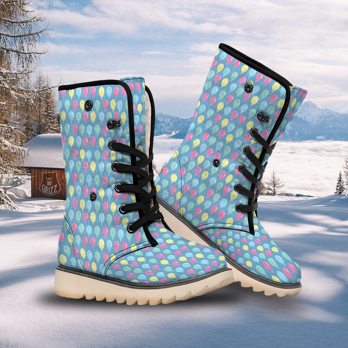 Balloon Colorful Print Pattern Snow Boots-grizzshop