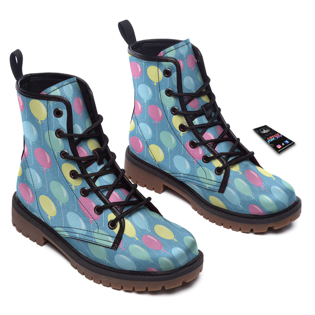 Balloon Colorful Print Pattern Work Boots-grizzshop