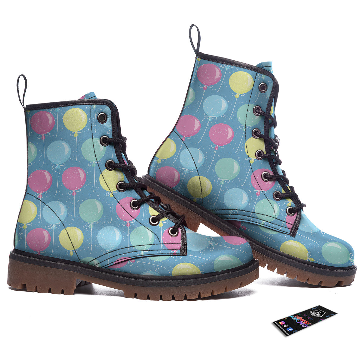 Balloon Colorful Print Pattern Work Boots-grizzshop