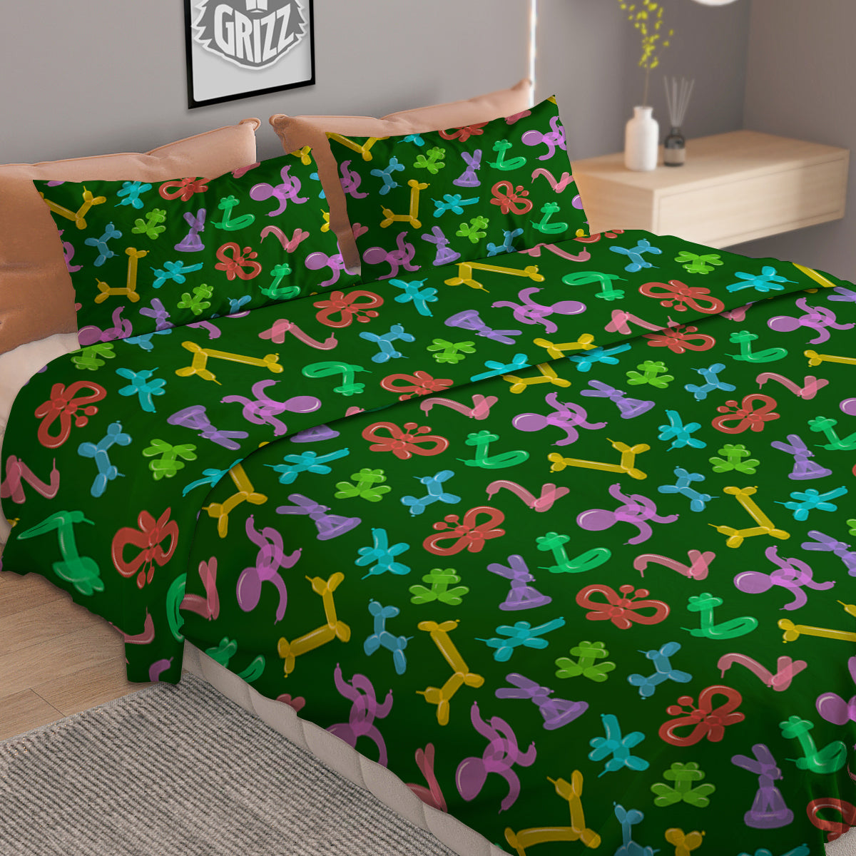 Balloon Modelling Print Pattern Duvet Cover Bedding Set
