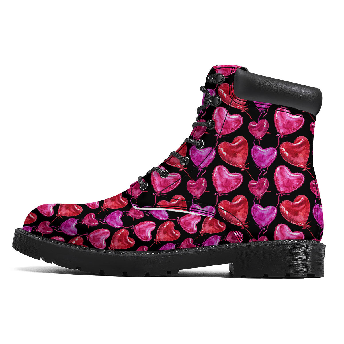 Balloon Red Heart Print Pattern Boots-grizzshop