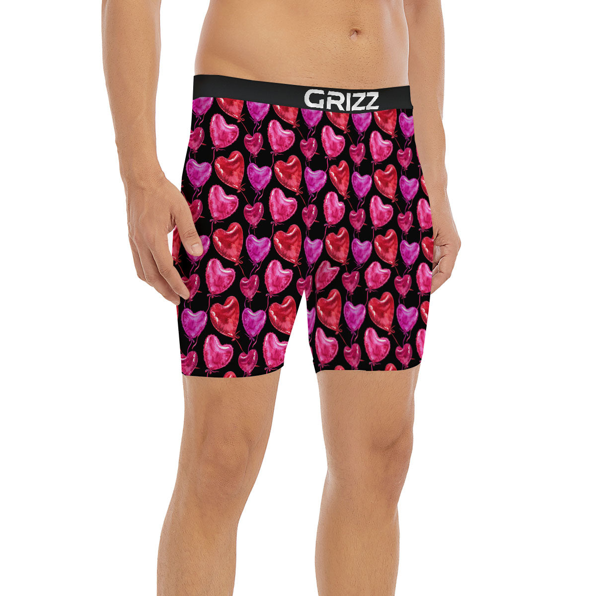 Balloon Red Heart Print Pattern Boxer Briefs-grizzshop