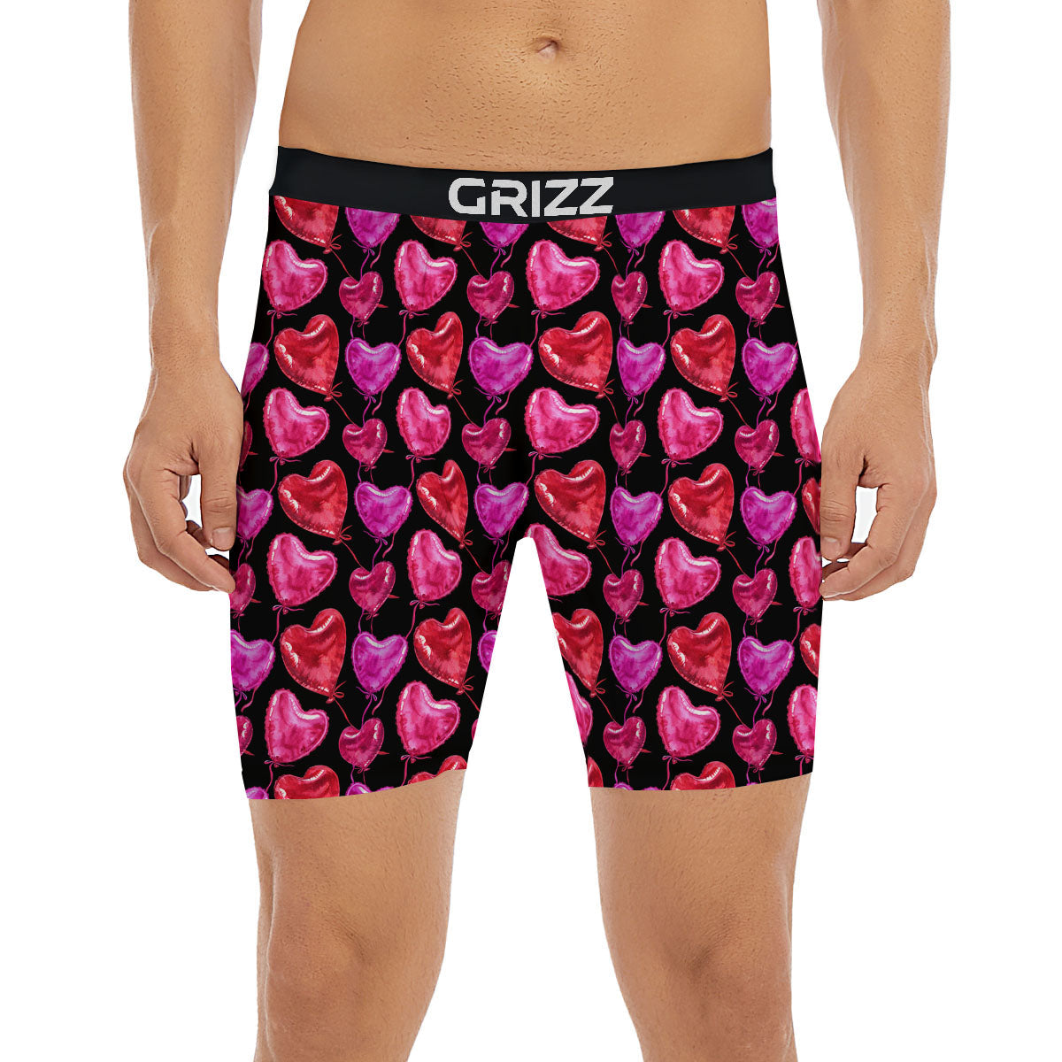 Balloon Red Heart Print Pattern Boxer Briefs-grizzshop