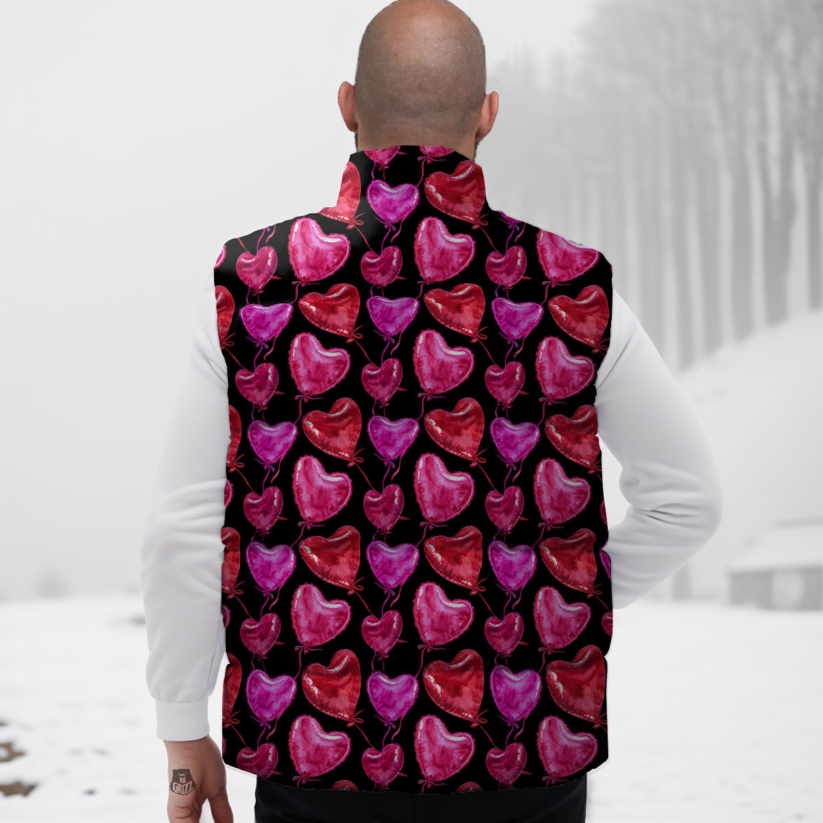 Balloon Red Heart Print Pattern Down Vest