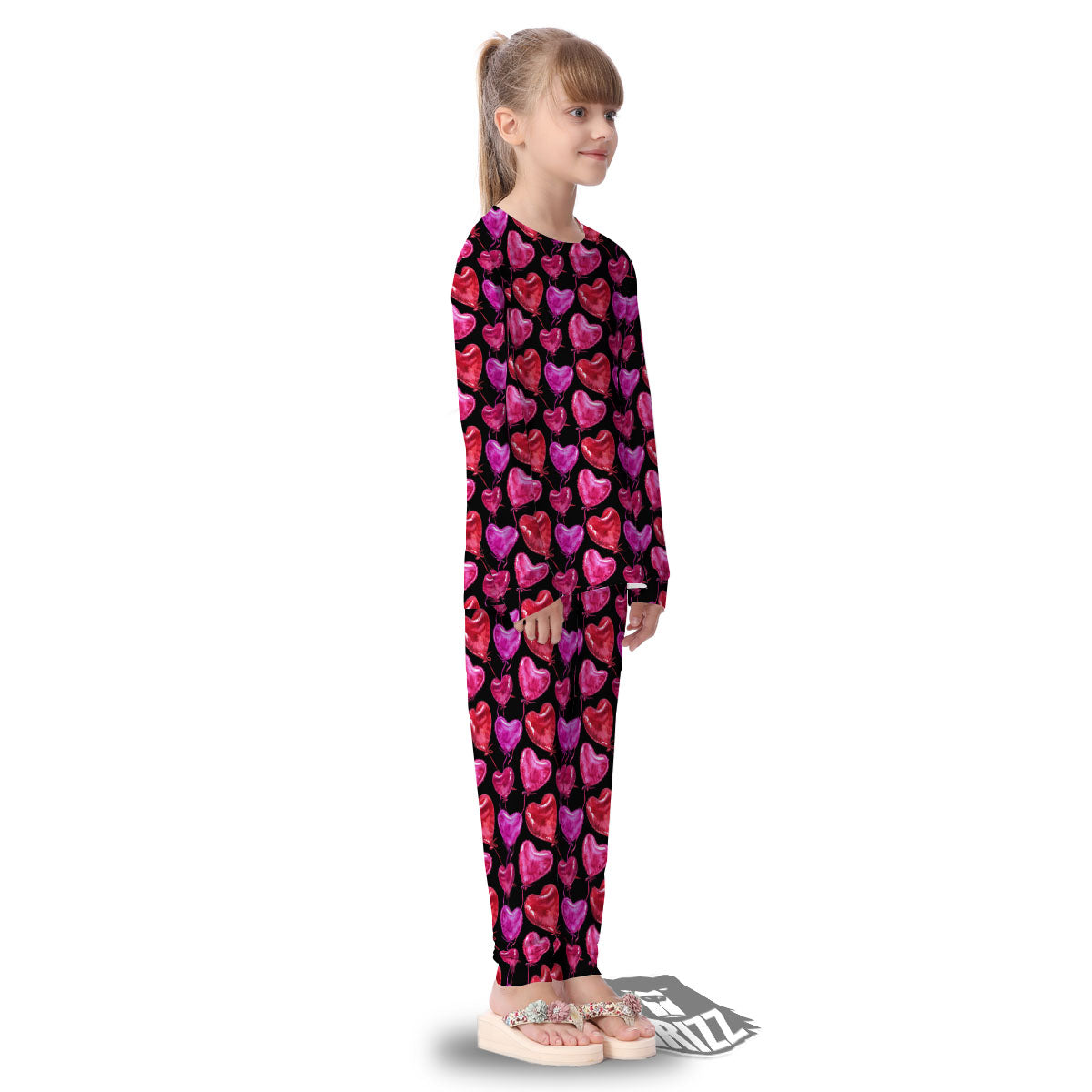 Balloon Red Heart Print Pattern Kid's Pajamas-grizzshop