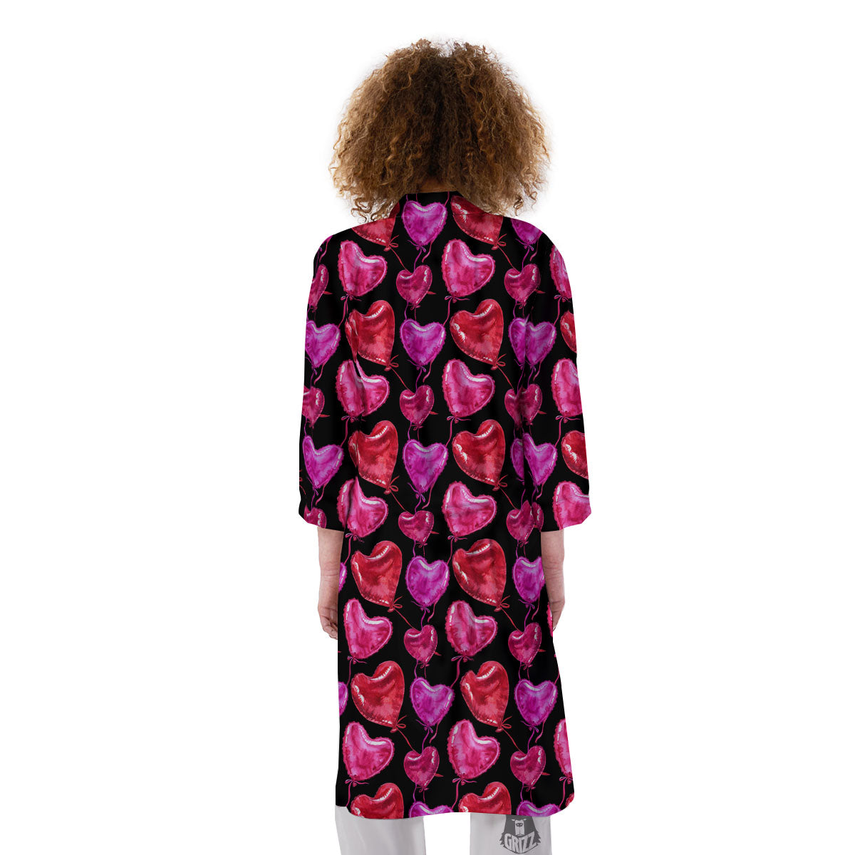 Balloon Red Heart Print Pattern Kimono-grizzshop