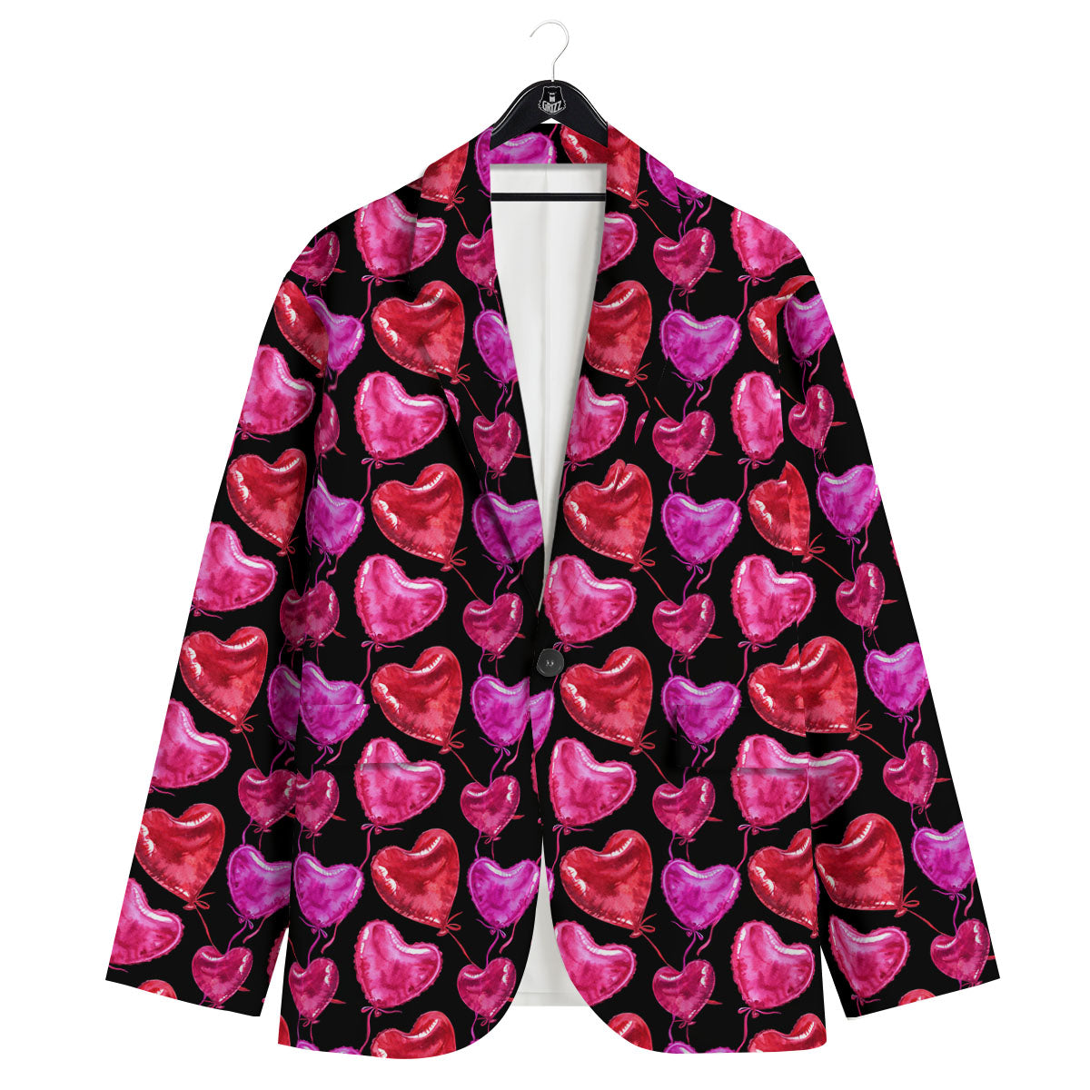 Balloon Red Heart Print Pattern Men's Sport Coat-grizzshop