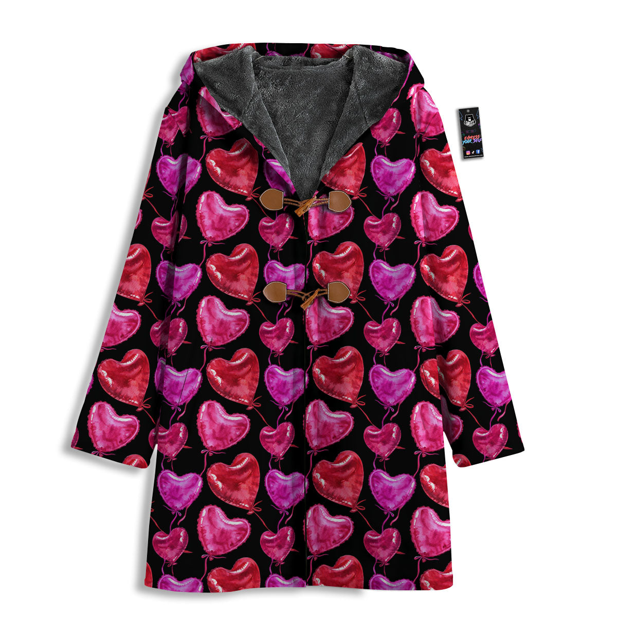 Balloon Red Heart Print Pattern Men's Windbreaker Jacket-grizzshop