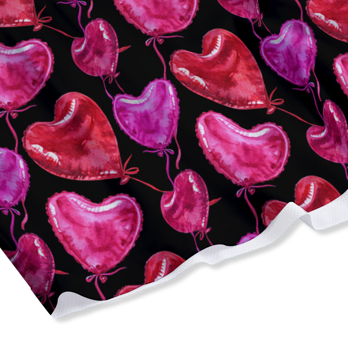 Balloon Red Heart Print Pattern Mesh Shorts