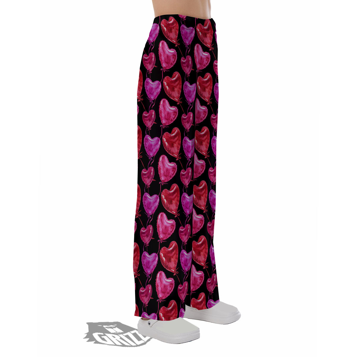 Balloon Red Heart Print Pattern Pajama Pants-grizzshop