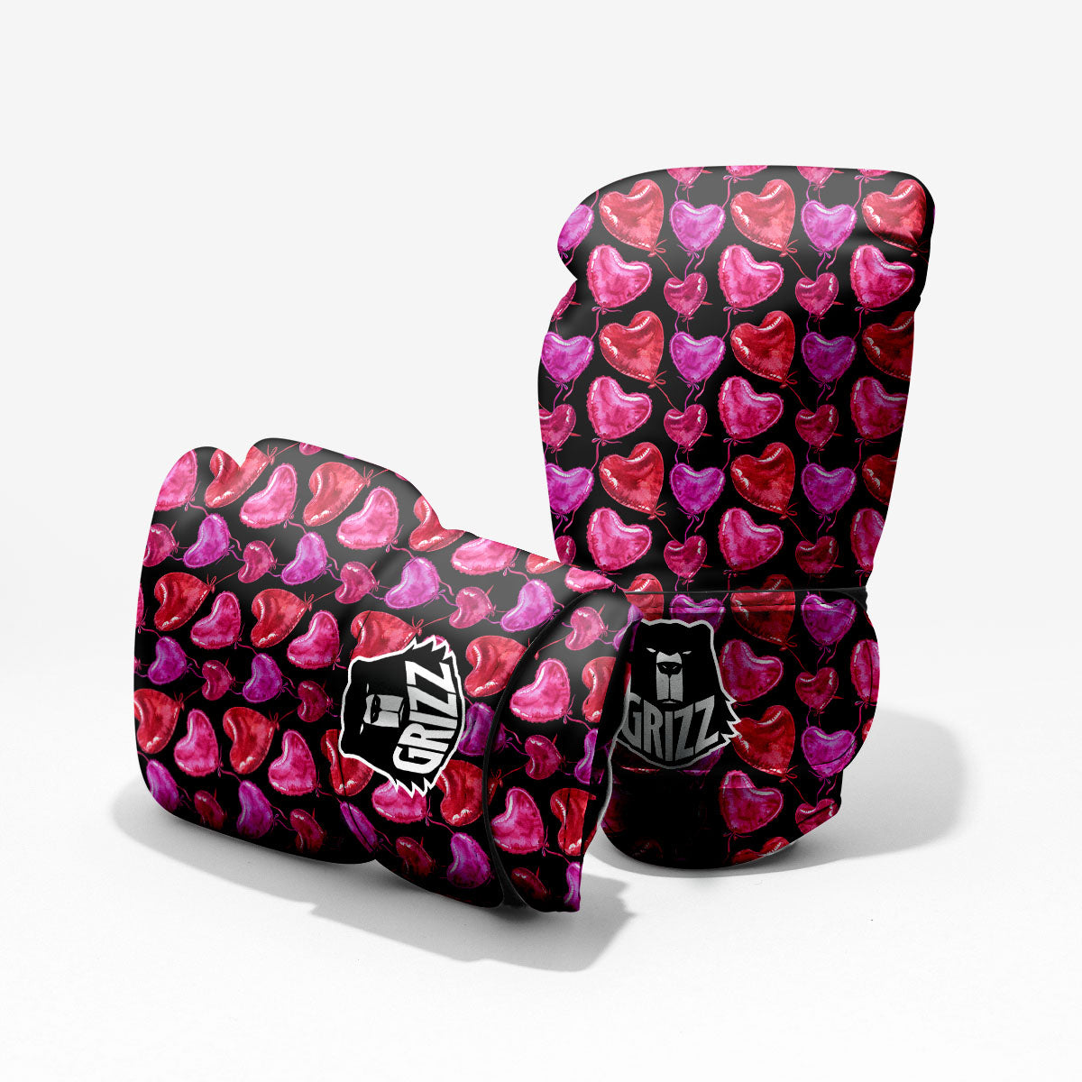 Balloon Red Heart Print Pattern Pro Boxing Glove