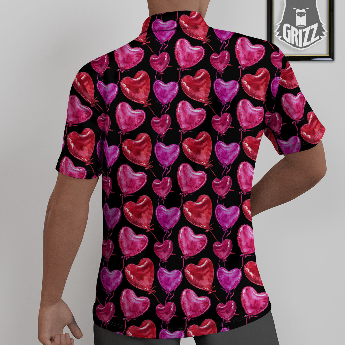Balloon Red Heart Print Pattern Untucked Shirts-grizzshop
