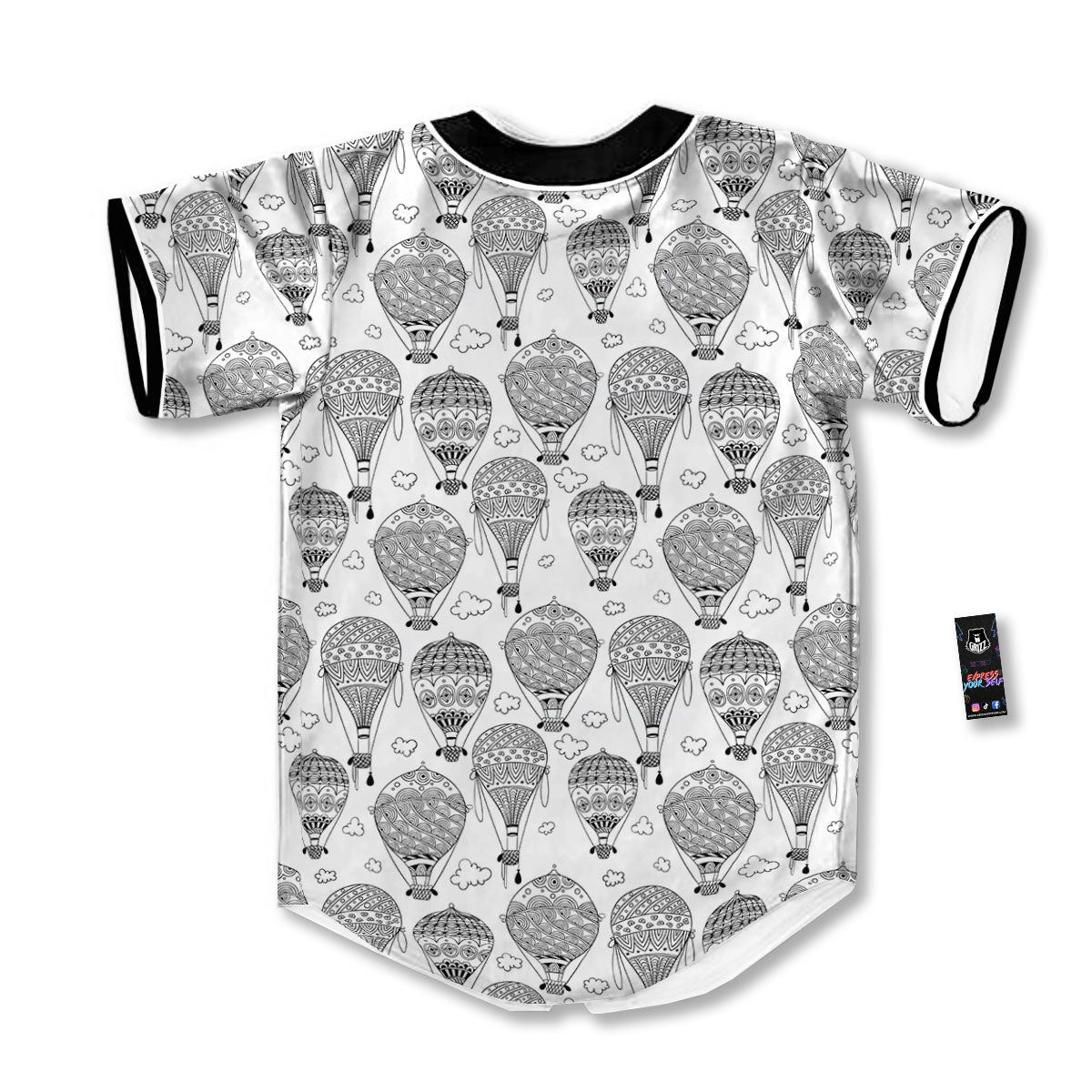 Balloon White And Black Print Pattern Baseball Jersey-grizzshop