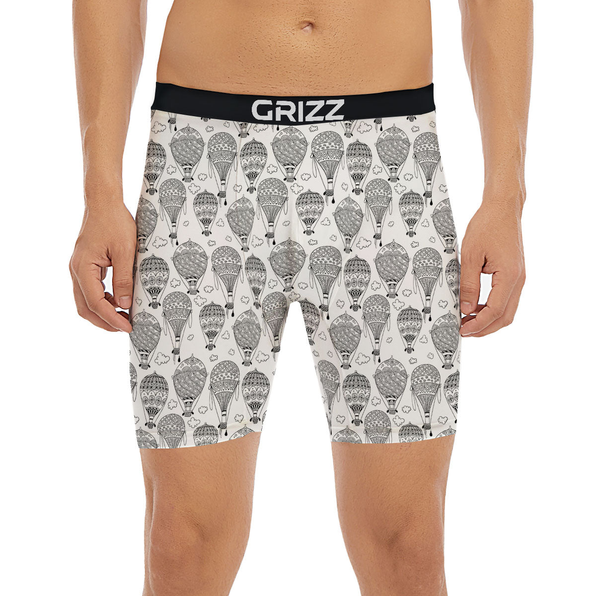 Balloon White And Black Print Pattern Boxer Briefs-grizzshop