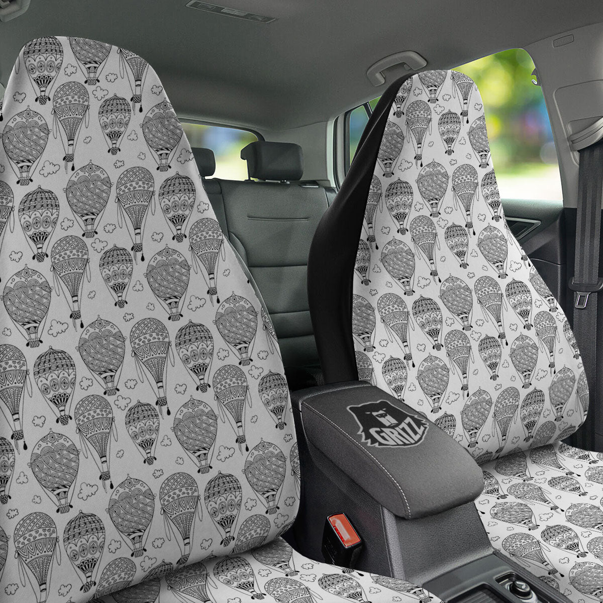 Balloon White And Black Print Pattern Car Seat Covers-grizzshop