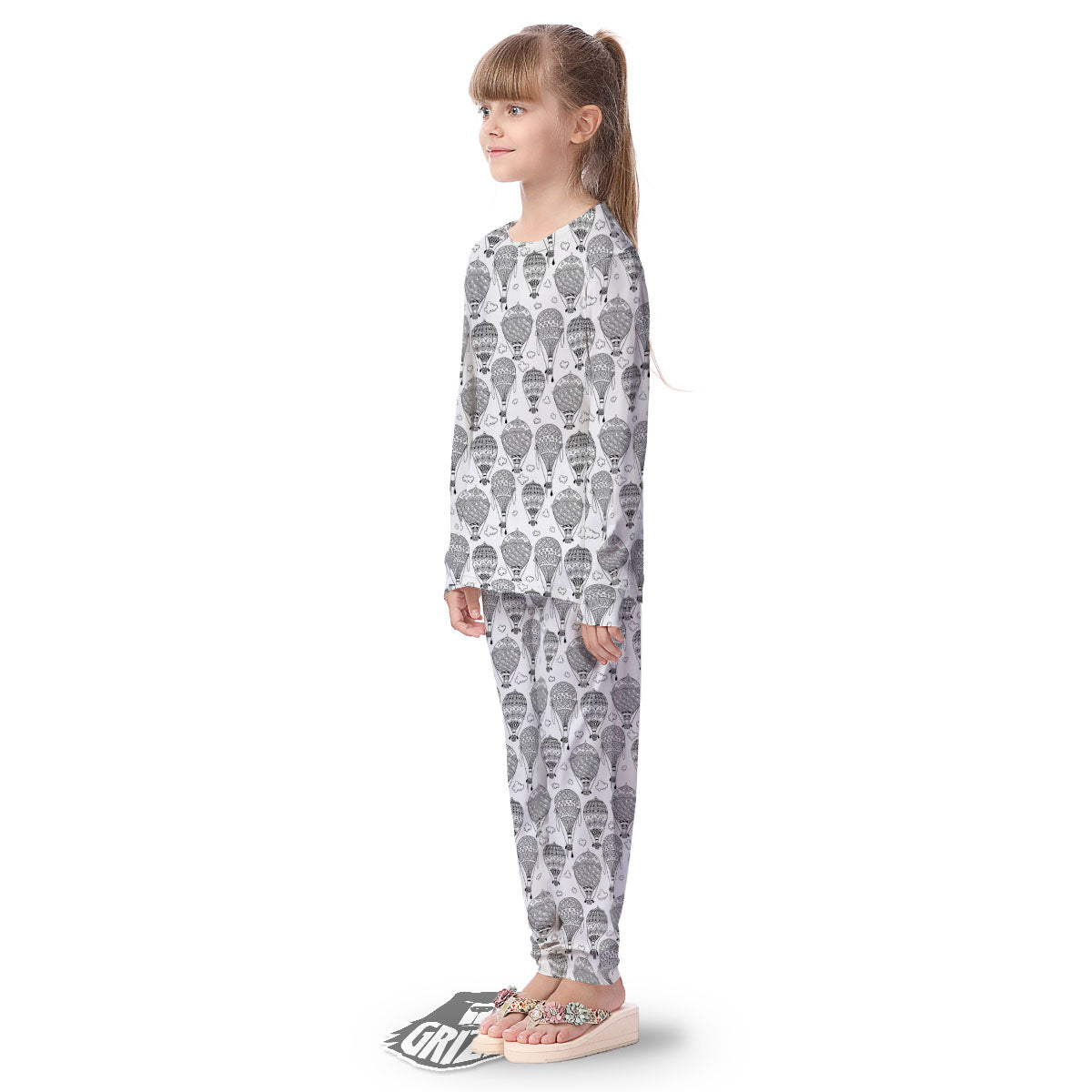 Balloon White And Black Print Pattern Kid's Pajamas-grizzshop