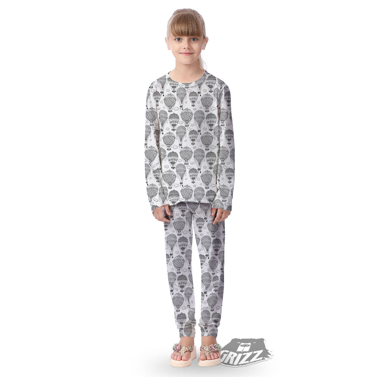 Balloon White And Black Print Pattern Kid's Pajamas-grizzshop