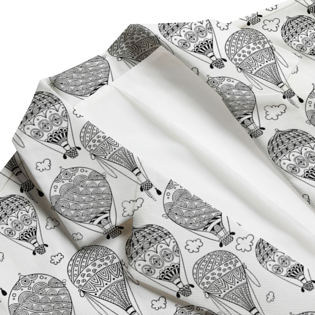 Balloon White And Black Print Pattern Men's Blazer-grizzshop