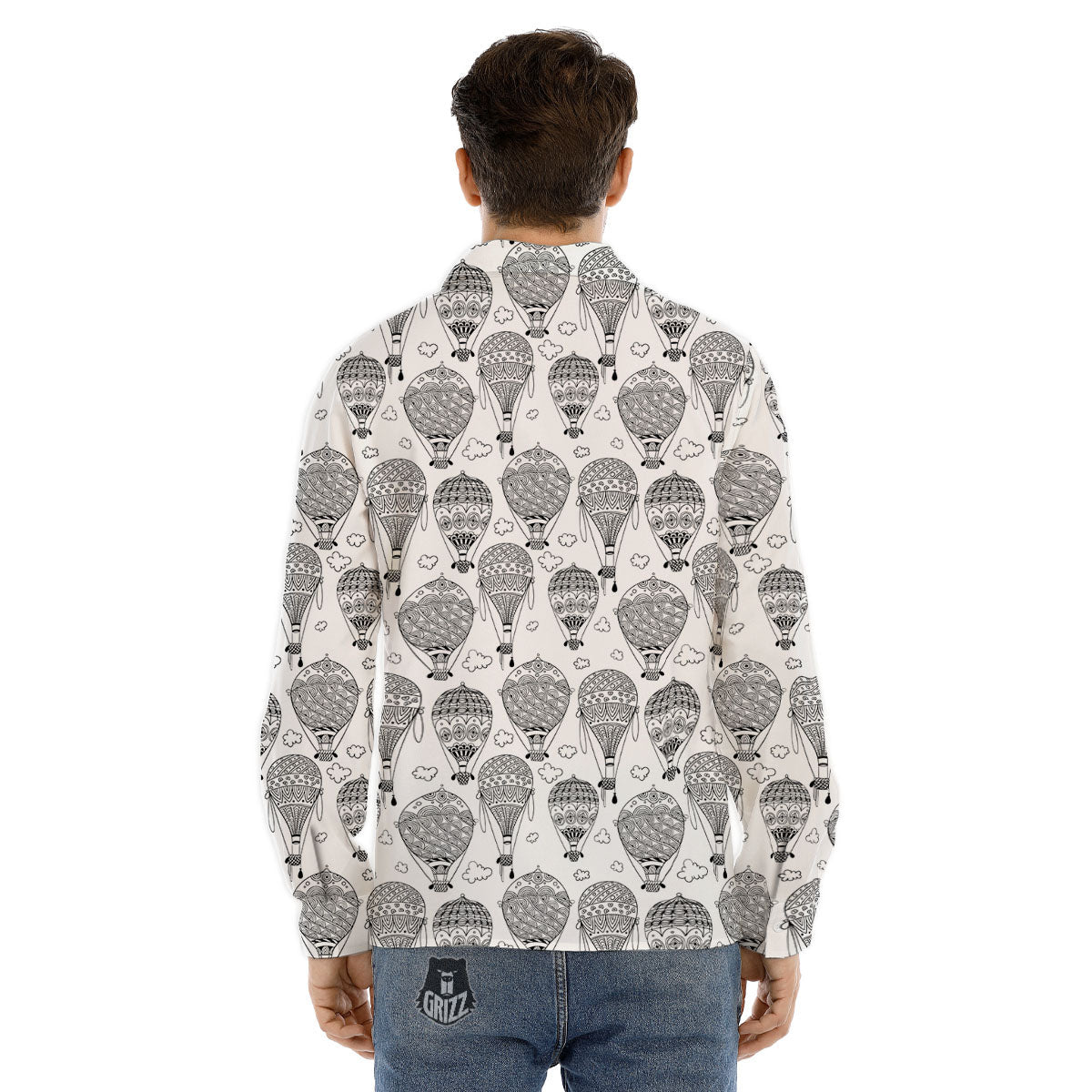 Balloon White And Black Print Pattern Men's Dress Shirts-grizzshop