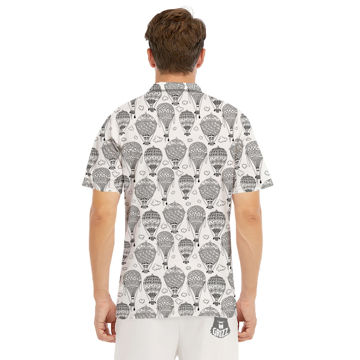 Balloon White And Black Print Pattern Men's Golf Shirts-grizzshop