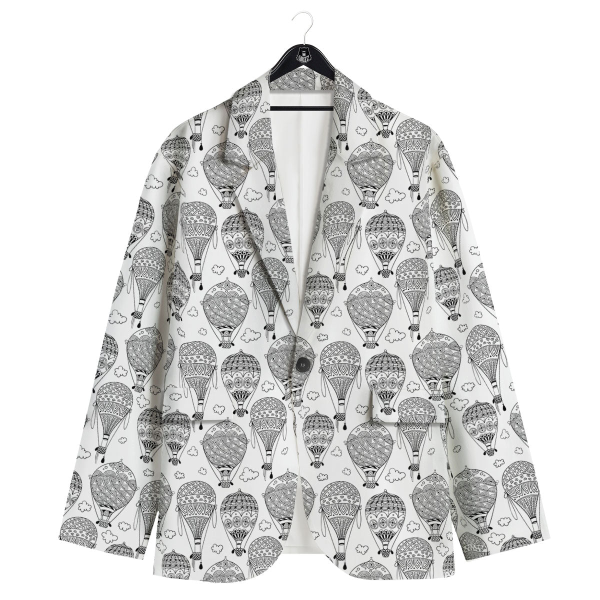 Balloon White And Black Print Pattern Men's Sport Coat-grizzshop
