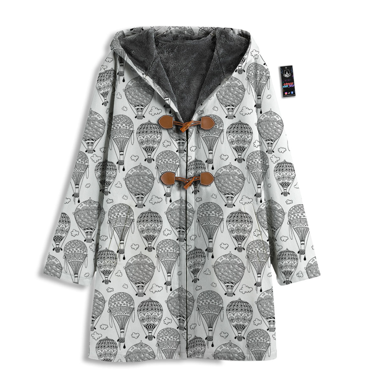 Balloon White And Black Print Pattern Men's Windbreaker Jacket-grizzshop