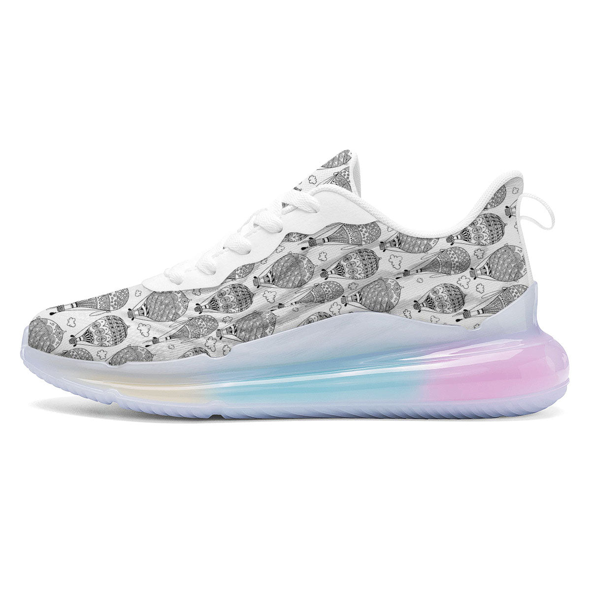 Balloon White And Black Print Pattern Running Sneakers-grizzshop