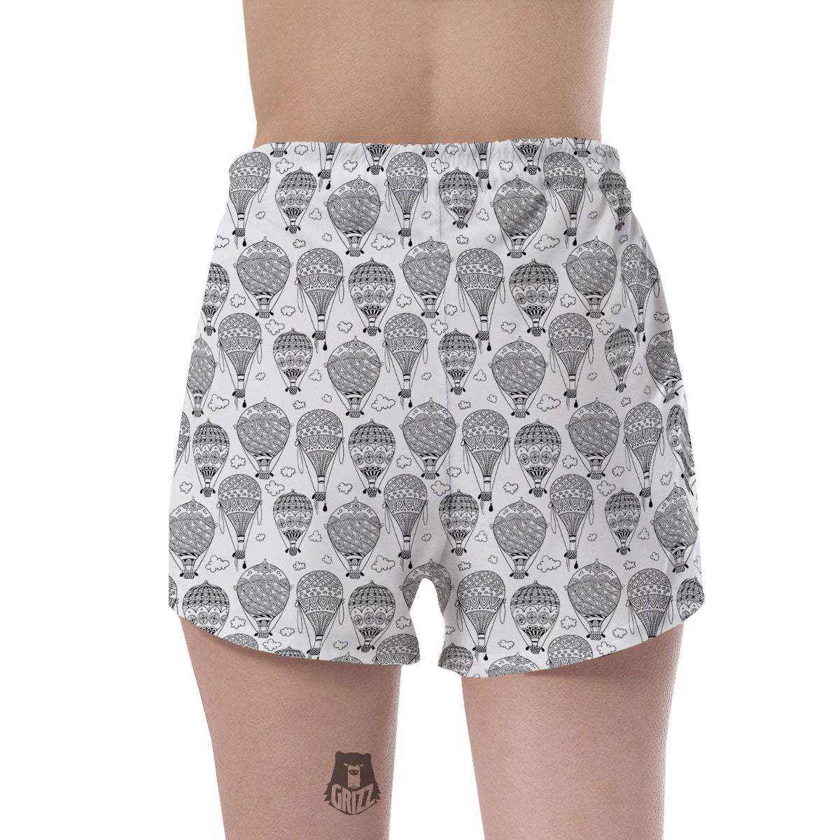Balloon White And Black Print Pattern Women's Shorts-grizzshop