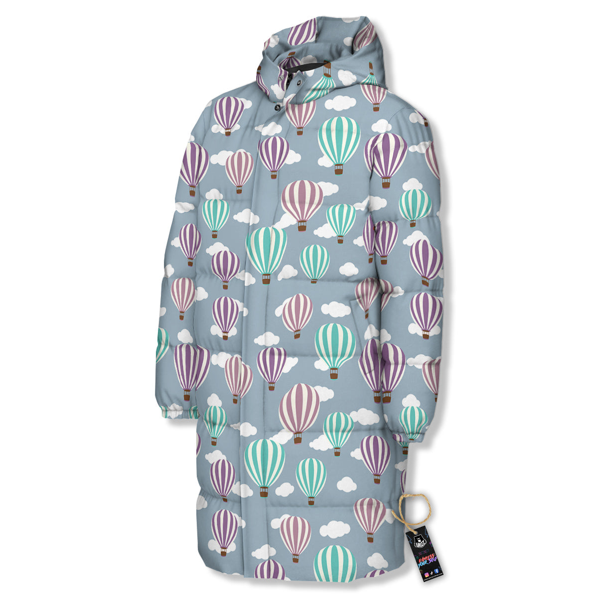 Balloon Cartoon Print Pattern Long Down Jacket