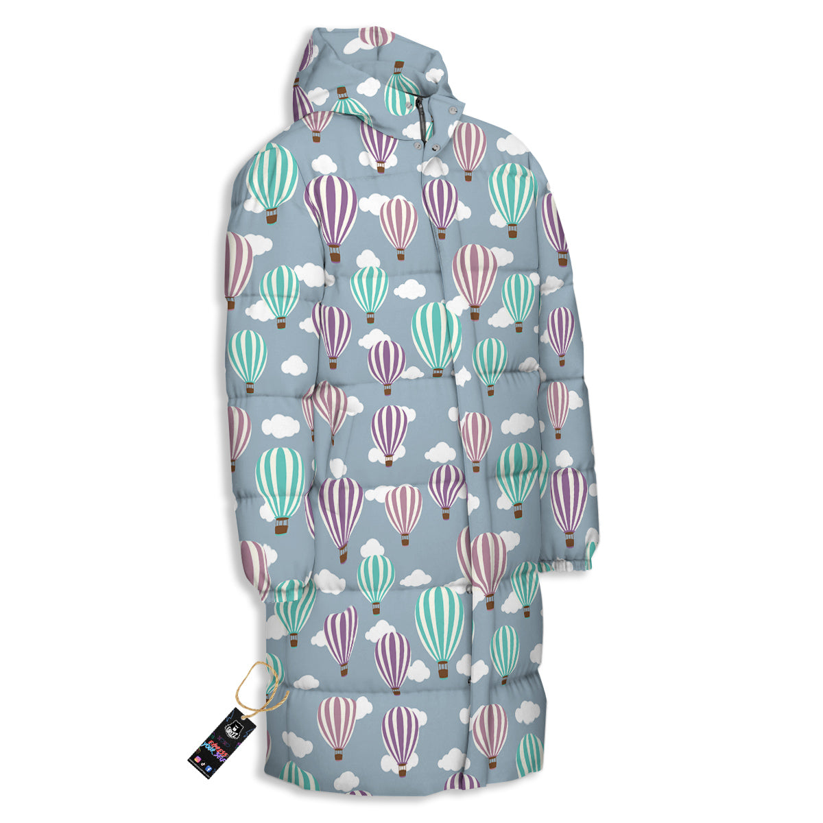 Balloon Cartoon Print Pattern Long Down Jacket