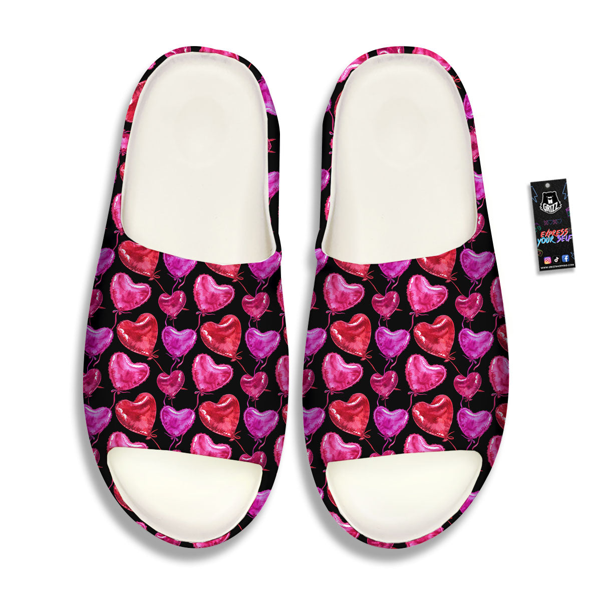 Balloon Red Heart Print Pattern Sandals-grizzshop
