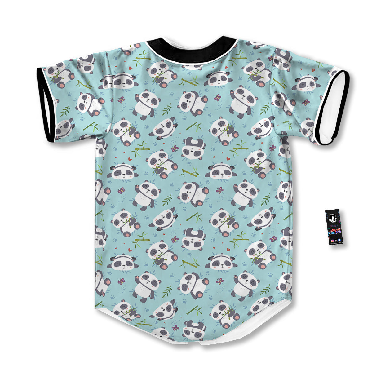 Bamboo And Cute Panda Print Pattern Baseball Jersey-grizzshop