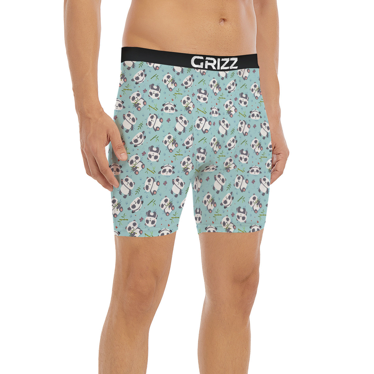 Bamboo And Cute Panda Print Pattern Boxer Briefs-grizzshop