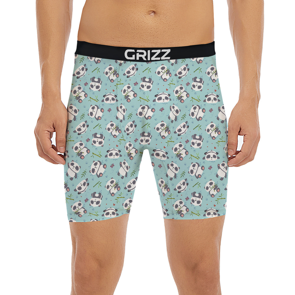 Bamboo And Cute Panda Print Pattern Boxer Briefs-grizzshop