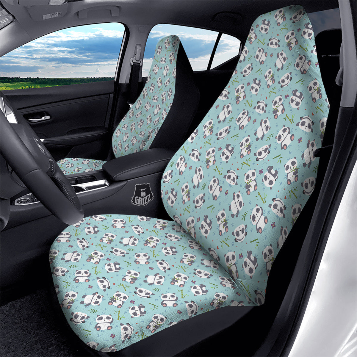 Bamboo And Cute Panda Print Pattern Car Seat Covers-grizzshop