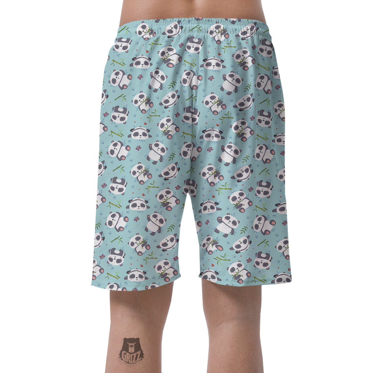 Bamboo And Cute Panda Print Pattern Men's Shorts-grizzshop