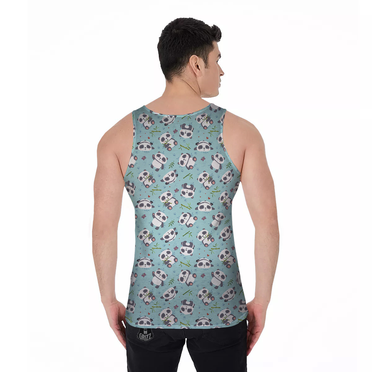 Bamboo And Cute Panda Print Pattern Men's Tank Top-grizzshop