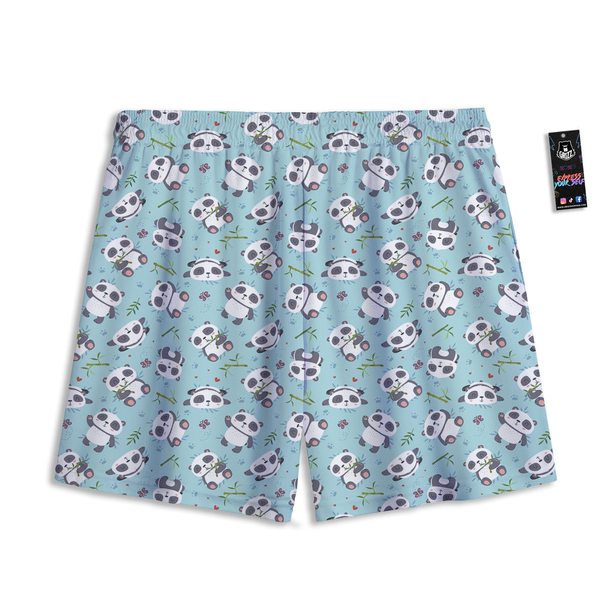 Bamboo And Cute Panda Print Pattern Mesh Shorts