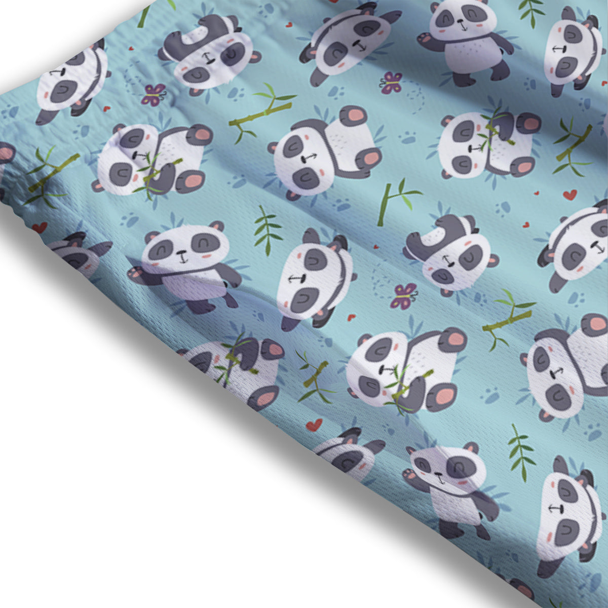 Bamboo And Cute Panda Print Pattern Mesh Shorts