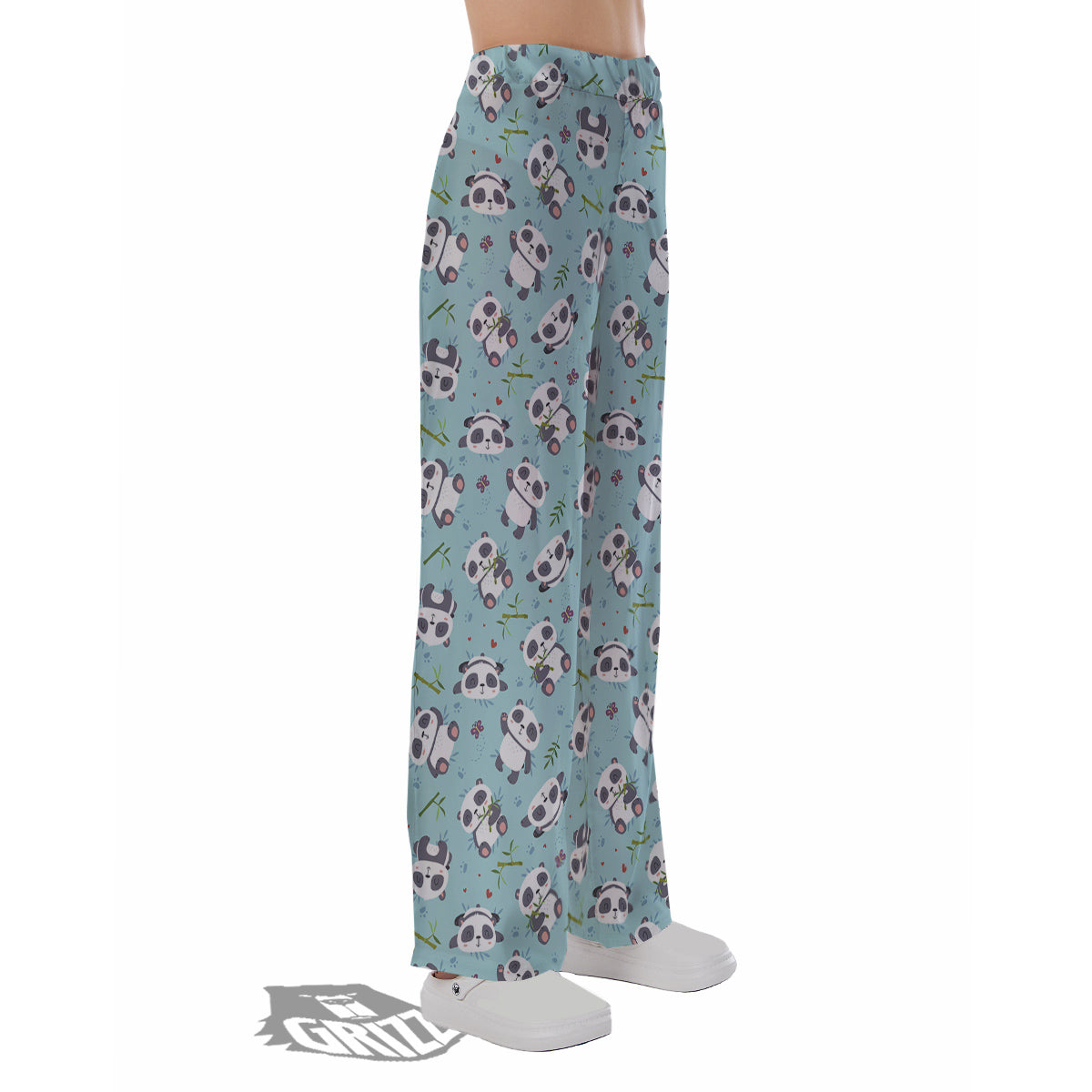 Bamboo And Cute Panda Print Pattern Pajama Pants-grizzshop